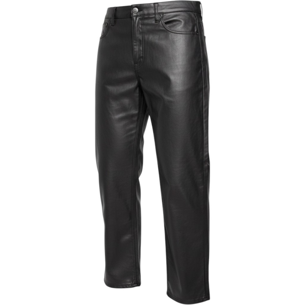 American Eagle Black Faux Leather Wide Leg Pants Womens High Waisted Trouser